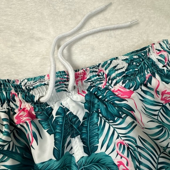 Free Planet Green and Pink Leaf Swim Flamingo Trunks - Picture 5 of 11